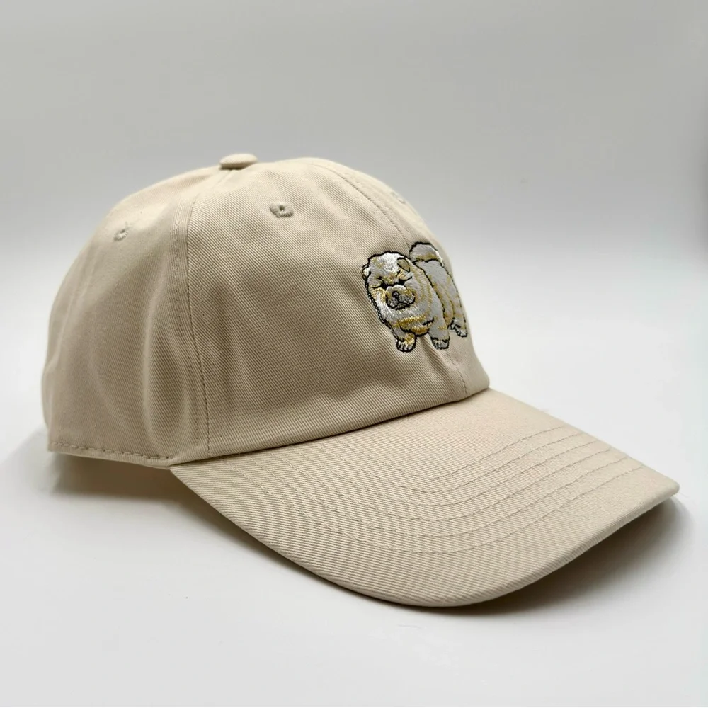 Beige Adjustable Baseball Cap Hat with Chow Chow Dog Embroidery for Men & Women - Picture 3 of 8